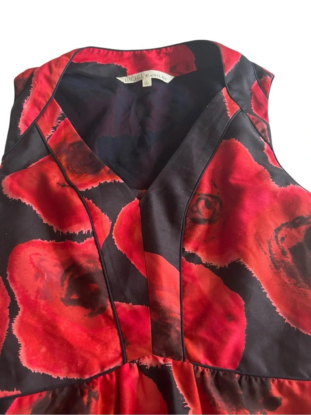 Rachel Rachel Roy floral roses size 6 women’s dress black red piping - Picture 2 of 5